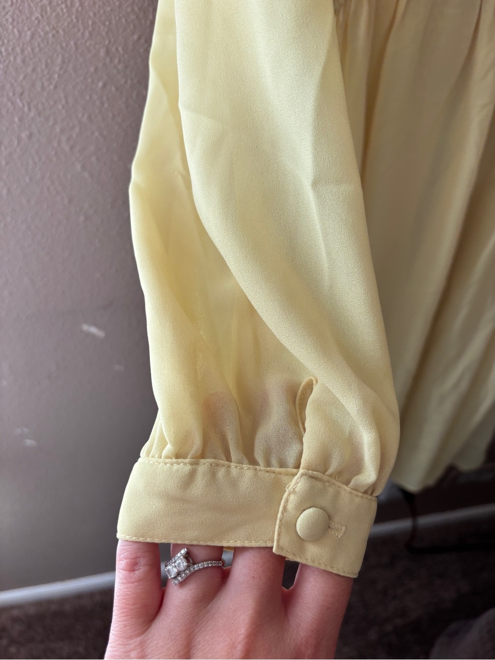 Yellow Ruffle Front Long Sleeve Dress - Picture 6 of 8